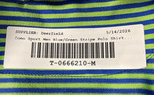 Load image into Gallery viewer, Como Sport Mens Blue Green Striped Cotton Short Sleeve Polo Shirt Sz L With Tag
