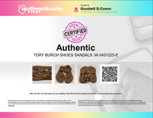 Load image into Gallery viewer, Authentic Tory Burch Womens Brown Leather Flat Thong Sandals Size 8.5M Worn
