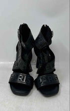 Load image into Gallery viewer, Karl Lagerfeld Womens Careliz Black Logo Print High Heel Strappy Sandals Sz 5.5M
