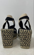 Load image into Gallery viewer, Vince Camuto Womens Bryleigh Black Beige Leather Wedge Espadrille Sandals 6.5M
