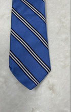 Load image into Gallery viewer, Brooks Brothers Mens Blue And White Striped Keeper Loop Adjustable Pointed Tie
