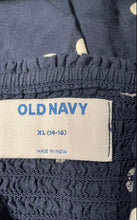 Load image into Gallery viewer, Old Navy Girls Blue White Polka Dot Short Sleeve Button Front A-Line Dress Sz XL
