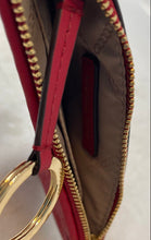 Load image into Gallery viewer, Michael Kors Womens Red Signature Leather Keyring Jet Set Charm Card Case Wallet
