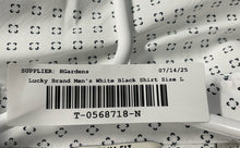 Load image into Gallery viewer, Lucky Brand Mens White Black Printed Slim Fit Stretch Button-Up Shirt Size L
