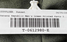 Load image into Gallery viewer, Banana Republic Mens Green Printed Tailored Fit Flat Front Dress Pants Sz 38x32
