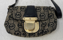 Load image into Gallery viewer, Michael Kors Womens Brown Black Signature Print Flap Over Crossbody Handbag
