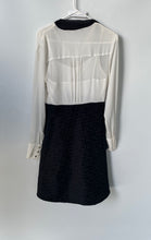 Load image into Gallery viewer, Karl Lagerfeld Womens White Black Colorblock Tie Neck Fit &amp; Flare Dress No Size

