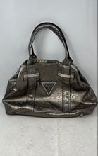 Load image into Gallery viewer, Guess Womens Bronze Monogram Leather Double Handle Inner Pockets Shoulder Bag
