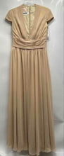 Load image into Gallery viewer, JJ's House Womens Beige Cap Sleeve V-Neck Back Zip Long Maxi Dress Size Large
