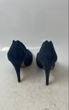 Load image into Gallery viewer, Zara Womens Navy Blue Laser-Cut Scalloped Edge Stiletto Pump Heels Size EUR 37
