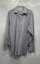 Load image into Gallery viewer, Michael Kors Mens Gray Plaid Cotton Long Sleeve Collared Dress Shirt Size 16 1/2
