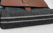 Load image into Gallery viewer, Fossil Womens Kinley Multicolor Striped Denim Leather Flap Crossbody Handbag
