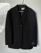 Load image into Gallery viewer, Lucci Collezione Mens Black Long Sleeve Notch Lapel Three-Button Blazer Size 38R
