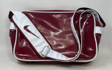 Load image into Gallery viewer, Nike Womens Red White Leather Adjustable Strap Travel Messenger Bag Size Small

