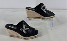 Load image into Gallery viewer, Karl Lagerfeld Womens Cree Black Wedge Heel Espadrille Mule Sandals Size 7 M
