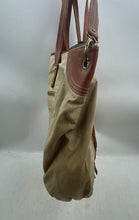 Load image into Gallery viewer, Lucky Brand Womens Beige Brown Double Handle Pockets Zip Top Lined Tote Handbag
