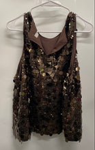 Load image into Gallery viewer, Loft Womens Brown Sequin Sleeveless Scoop Neck Casual Blouse Top Size XL
