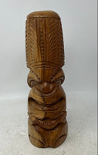 Load image into Gallery viewer, Brown Hand Carved Wooden Love And Prosperity Geometric Motif Tiki Totem Figurine
