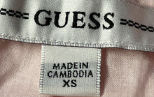 Load image into Gallery viewer, Guess Womens Pink Puff Sleeve Sweetheart Neck Smocked Cropped Blouse Size XS
