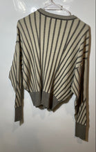 Load image into Gallery viewer, DKNY Womens Gray Beige Striped Long Sleeve Crew Neck Pullover Sweater Size XS
