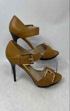Load image into Gallery viewer, Michael Kors Womens Brown Leather Stiletto Ankle Strap Heels Size 8.5M
