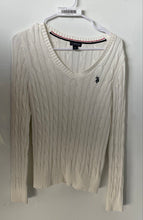 Load image into Gallery viewer, US Polo Assn. Womens White Cotton Long Sleeve V-Neck Pullover Sweater Size M
