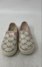 Load image into Gallery viewer, Michael Kors Kids Beige Logo Print Round Toe Slip-On Sneaker Shoes Size 5
