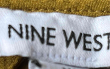 Load image into Gallery viewer, Nine West Womens Mustard Short Sleeve Tie Ruffle Neck Blouse Top Size XL
