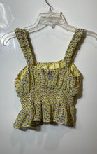 Load image into Gallery viewer, Forever 21 Womens Yellow Purple Floral Wide Strap Peplum Hem Blouse Top Size S
