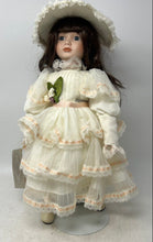 Load image into Gallery viewer, Vintage Regency Fine Art Brown Hair Blue Eyes Porcelain Doll With Outfit
