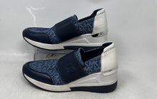 Load image into Gallery viewer, Michael Kors Womens Felix Blue White Logo Print Slip-On Sneaker Shoes Size 7.5M
