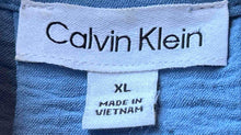 Load image into Gallery viewer, Calvin Klein Womens Blue Flutter Sleeve Split Neck Pleated Blouse Top Size XL
