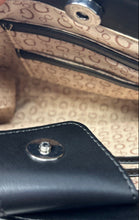 Load image into Gallery viewer, Guess Womens Black Monogram Print Top Handle Satchel Small Handbag w/ Strap
