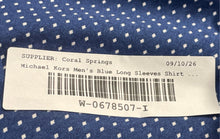 Load image into Gallery viewer, Michael Kors Mens Blue Printed Long Sleeve Collared Slim Fit Dress Shirt Size 17
