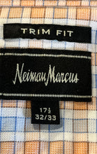 Load image into Gallery viewer, Neiman Marcus Mens Multicolor Plaid Long Sleeve Trim Fit Dress Shirt Size 17.5
