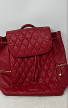 Load image into Gallery viewer, Vera Bradley Womens Red Quilted Leather Adjustable Strap Top Handle Backpack
