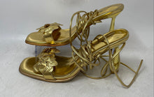Load image into Gallery viewer, Anne Michelle Womens Yellow Gold Tone Stiletto Heel Strappy Sandals Size 8.5

