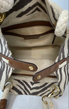 Load image into Gallery viewer, Michael Kors Womens Marina Beige Zebra Print Braided Rope Handle Tote Handbag
