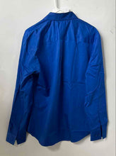 Load image into Gallery viewer, Armani Exchange Mens Blue Cotton Collared Long Sleeve Button-Up Shirt Size M
