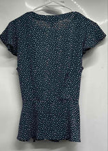 Load image into Gallery viewer, Banana Republic Womens Blue White Printed Flutter Sleeve Wrap Blouse Top Size S
