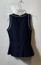 Load image into Gallery viewer, Ann Taylor Womens Navy Blue White Piping Sleeveless Peplum Blouse Top Size 00P
