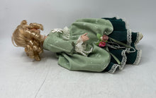 Load image into Gallery viewer, Antique Ceramic Decor Blonde Curly Hair Green Dress Floral Lace Fashion Doll
