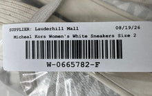 Load image into Gallery viewer, Michael Kors Girls White Signature Print Low Top Lace-Up Sneakers Shoes Size 2
