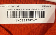 Load image into Gallery viewer, Lacoste Mens Orange Short Sleeve Collared Golf Polo Shirt Size 5

