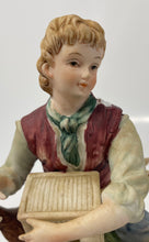 Load image into Gallery viewer, Andrea By Sadek Colonial-Style Sitting Man Holding Birdhouse Ceramic Figurine
