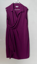 Load image into Gallery viewer, Calvin Klein Womens Purple Spread Collar Sleeveless Pullover Shift Dress Size 14
