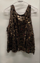 Load image into Gallery viewer, Loft Womens Brown Sequin Sleeveless Scoop Neck Casual Blouse Top Size XL
