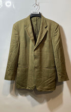 Load image into Gallery viewer, Manzini Mens Khaki Plaid Long Sleeve Notch Lapel Two-Button Blazer Size 42L
