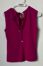 Load image into Gallery viewer, Tory Burch Womens Magenta Pink Sleeveless Crew Neck Back Tie Blouse Top Size XS
