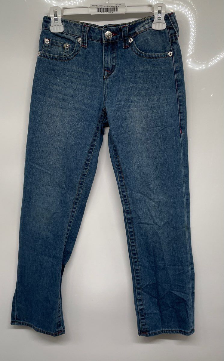 True Religion Girls Blue Denim 5-Pocket Design Straight Leg Jeans Size 14